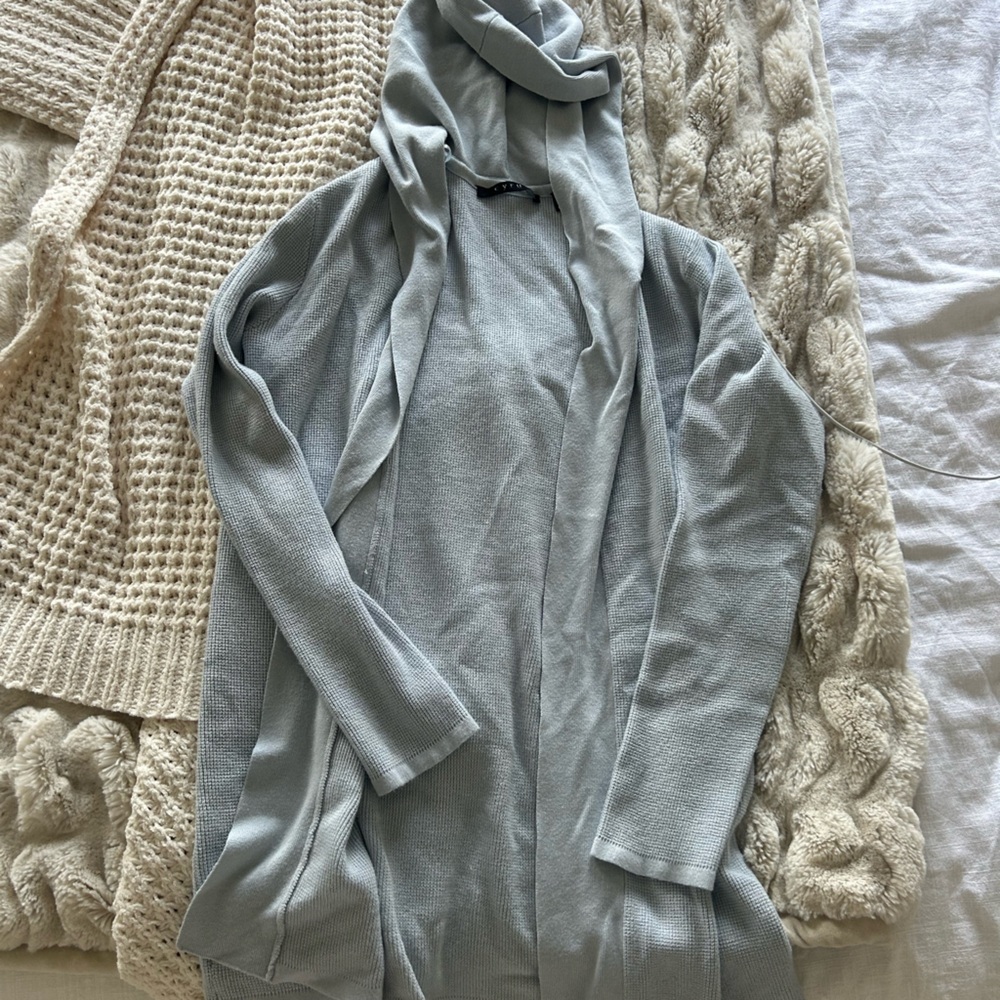 baby blue cardigan